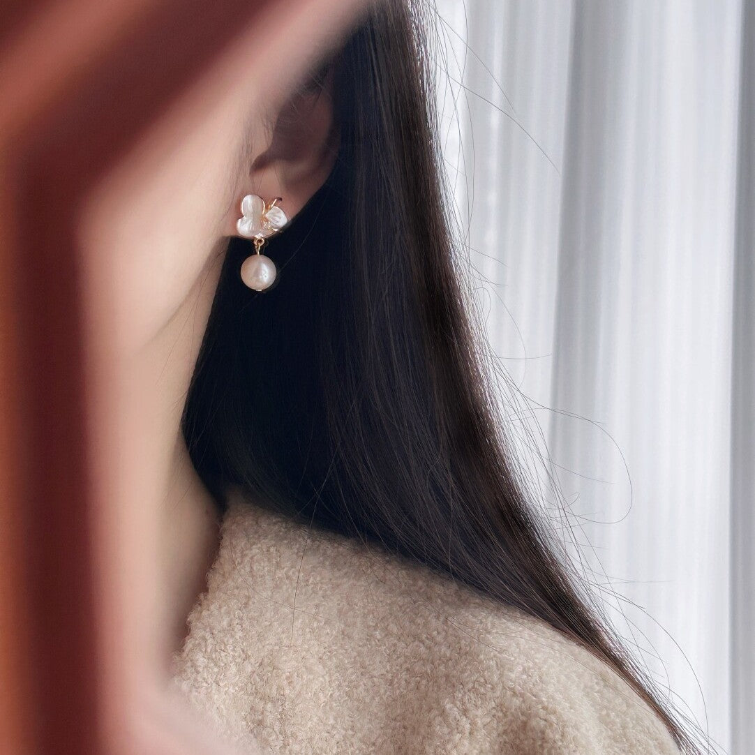 Pearl Lily Flower Earrings For Women