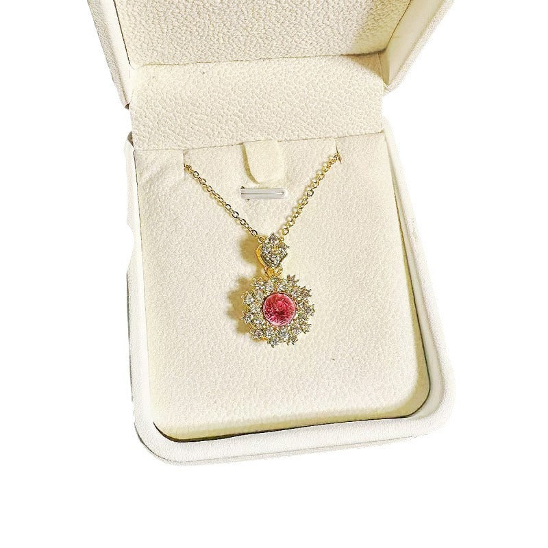 Women's Pomegranate Red Rings Pendants Earings Set