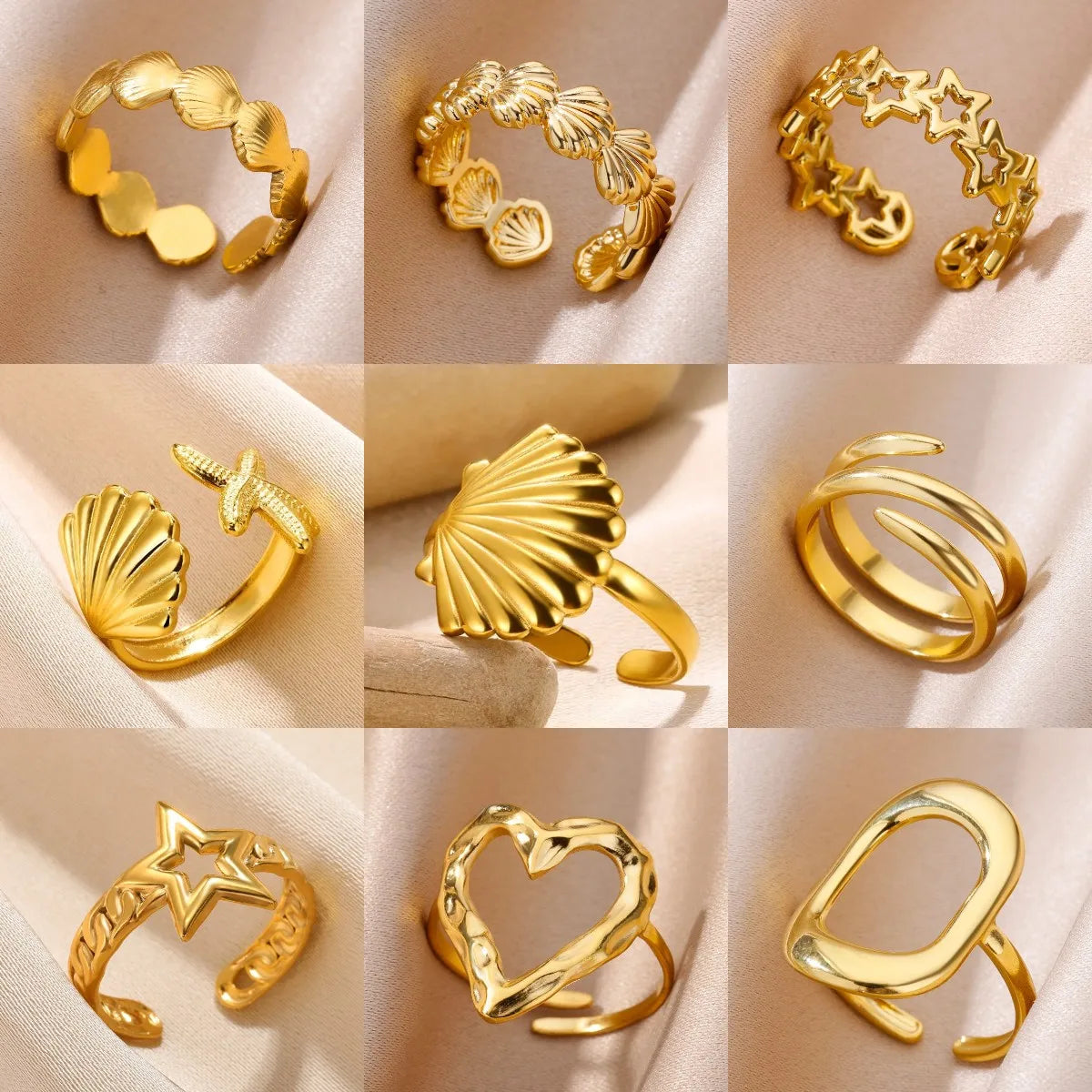 Stainless Steel Shell Rings for Women