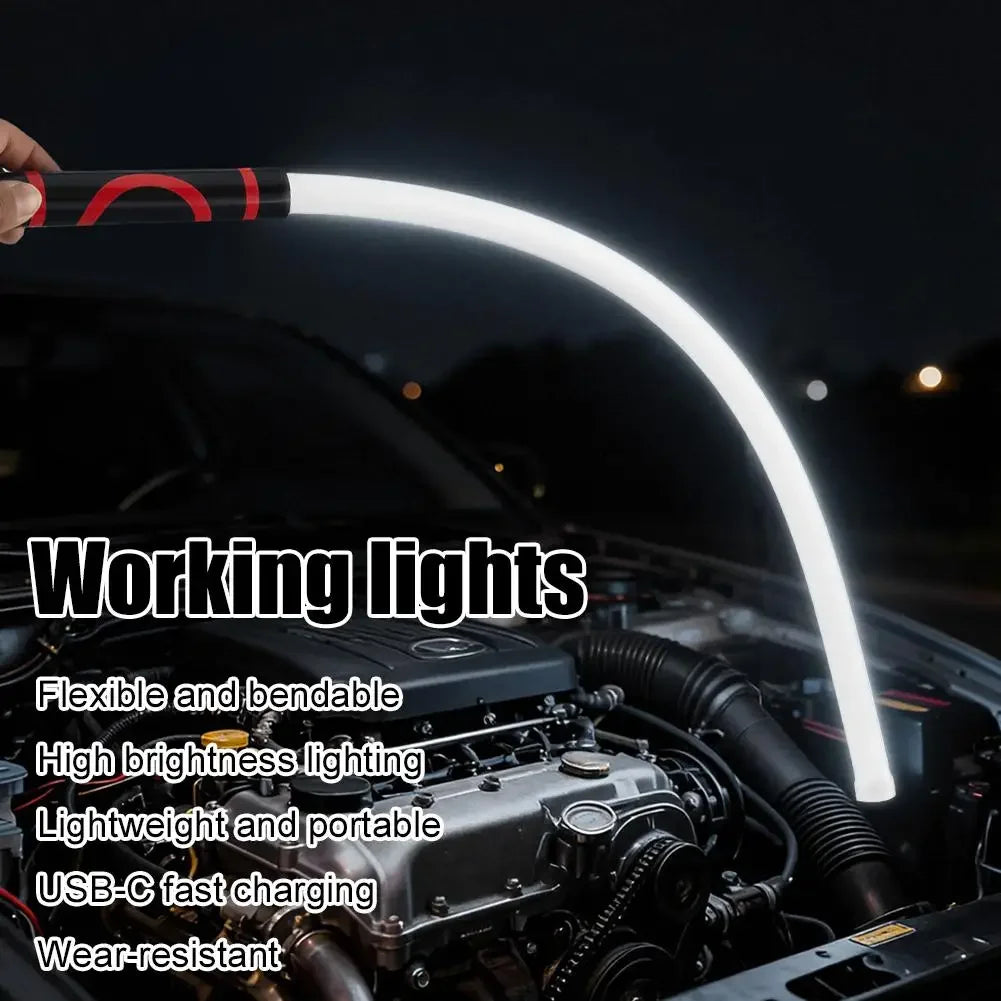 Car Flexible Bendable LED Mechanic Work Light Type-C Charging Waterproof 3 Modes Rechargeable Inspection Flashlight