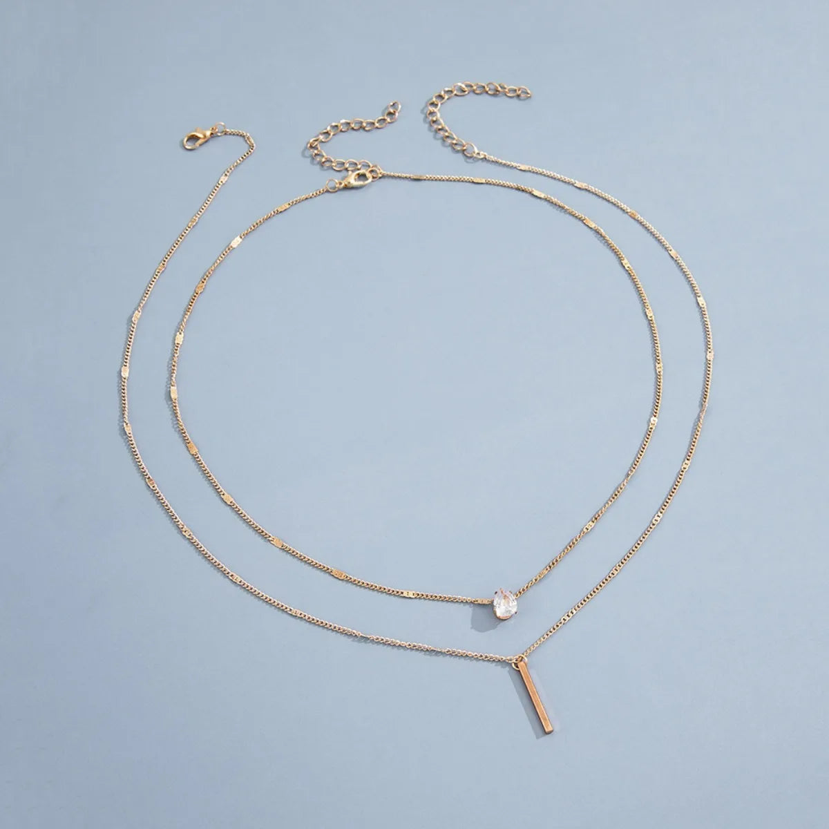 Multi-layer Five-pointed Star Heart Shape Water Drop Pendant Chain Necklace Alloy Material Glass Collarbone Chain Sexy Women New