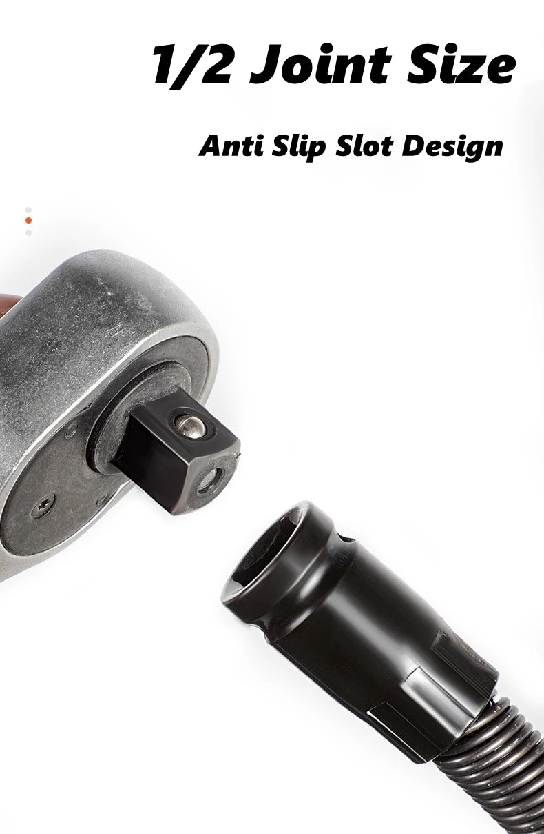 Flexible Socket Ratchet Wrench Extension Bar Motor Repair Tool 1/2Inch Driver Flexible Socket Extension Bar Wrench Extension Rod