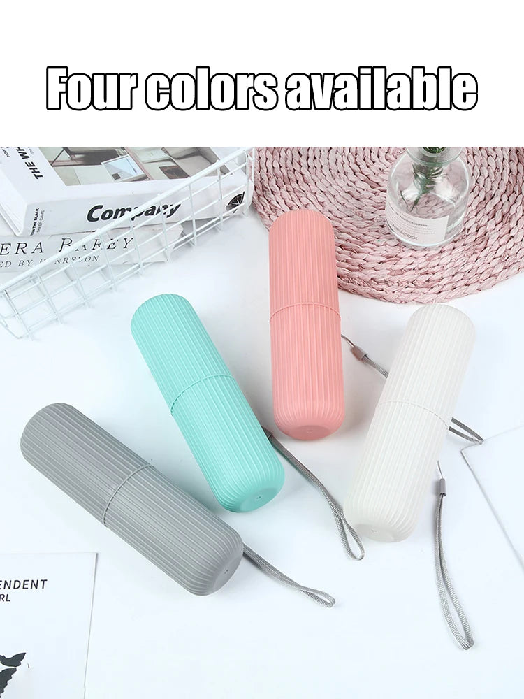 Travel Toothbrush Box Vertical Stripe Portable Mouthwash Cup Brushing Cup