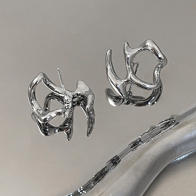 Earrings for Women Silver Color Hip-Hop Punk Fashion Geometric Earring Clip Girl