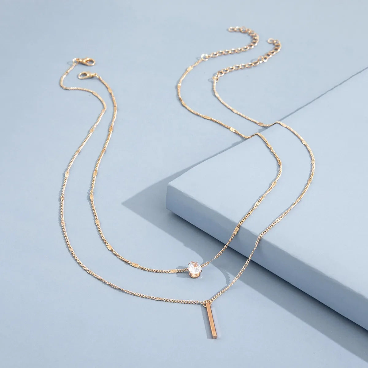 Multi-layer Five-pointed Star Heart Shape Water Drop Pendant Chain Necklace Alloy Material Glass Collarbone Chain Sexy Women New