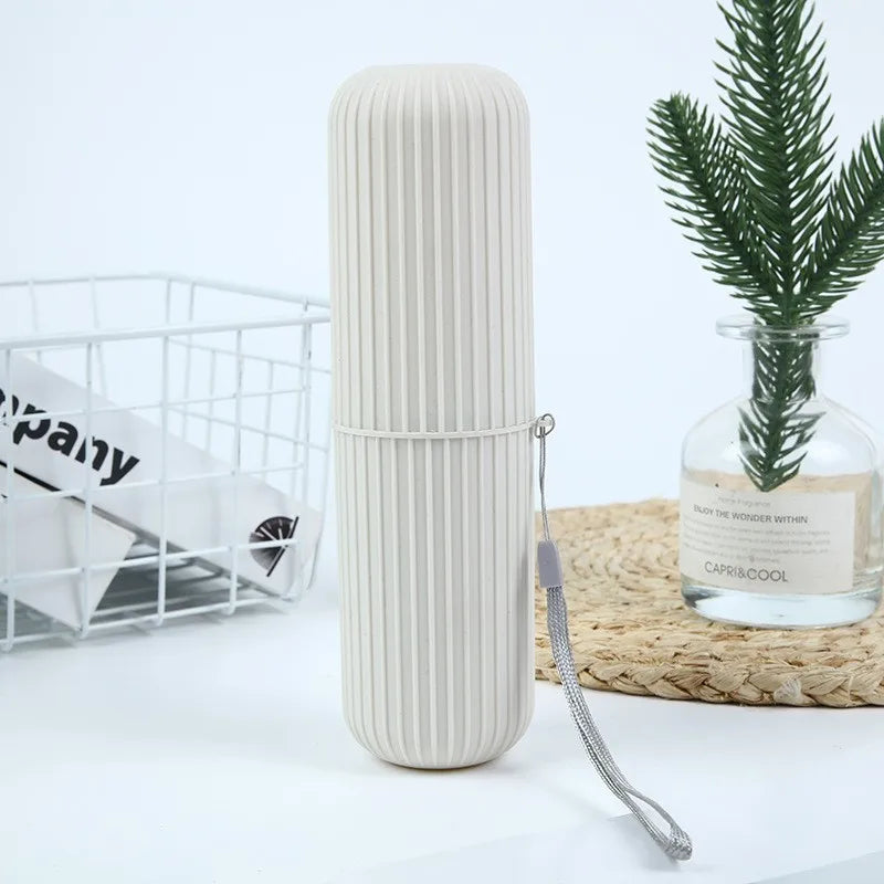Travel Toothbrush Box Vertical Stripe Portable Mouthwash Cup Brushing Cup
