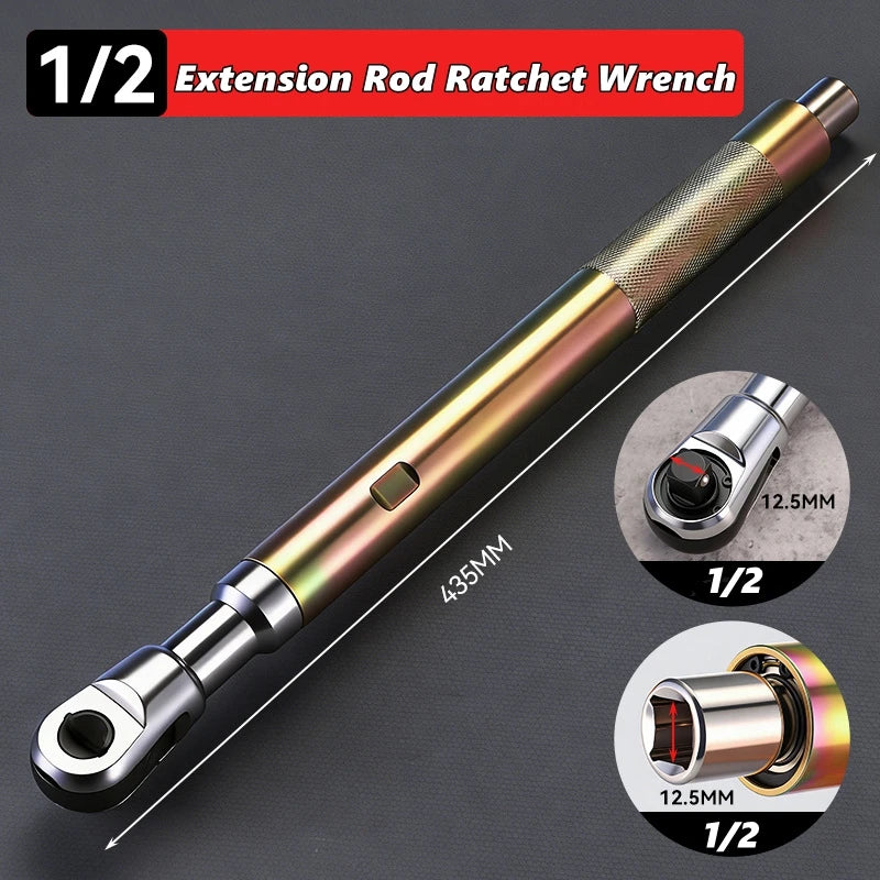 Offset Impact Ratchet Extended Wrench 1/2 Inch Electric Extension Rod Motorcycle Repair Tool Accessories for Small Spaces