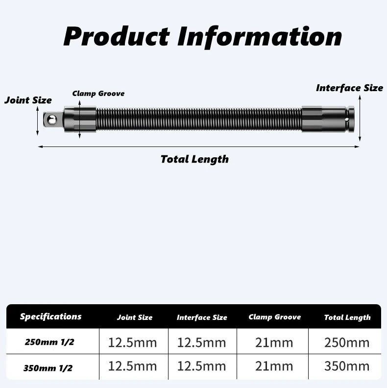 Flexible Socket Ratchet Wrench Extension Bar Motor Repair Tool 1/2Inch Driver Flexible Socket Extension Bar Wrench Extension Rod