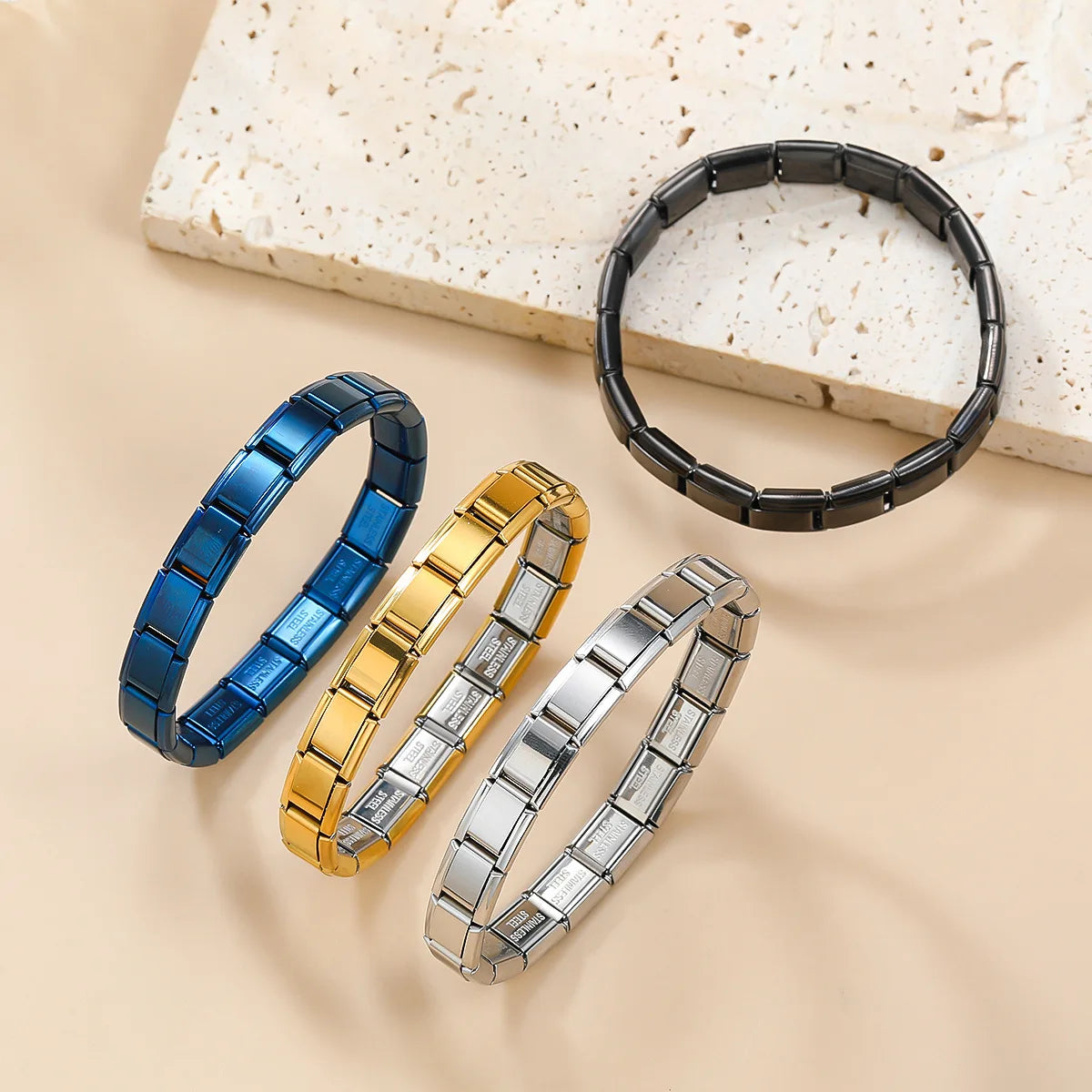 Trendy Square Italy Stainless Steel Bracelets For Women Men