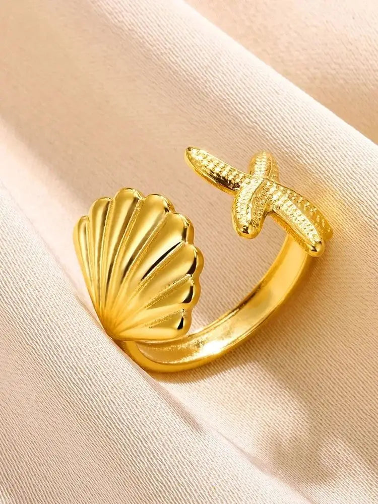 Stainless Steel Shell Rings for Women