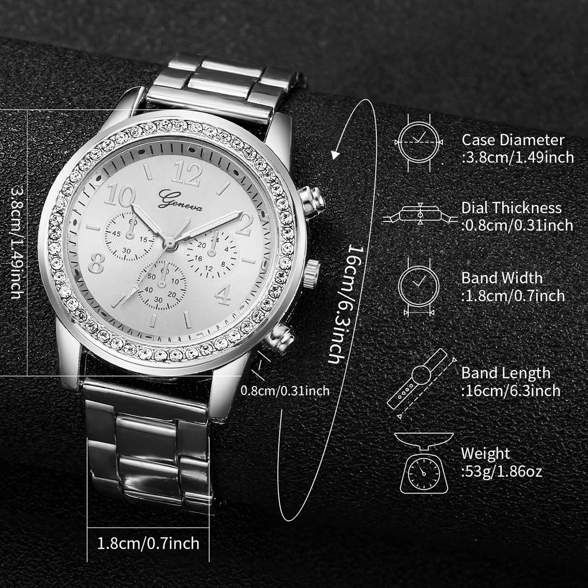 Rhinestone Women Watches Luxury Steel Band Ladies Quartz Watch Bracelets Set
