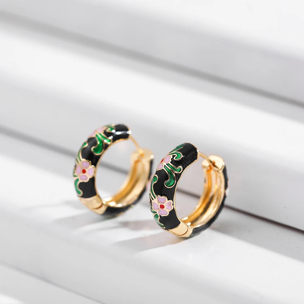Flowers Cute Huggies Hoop Earrings for Women