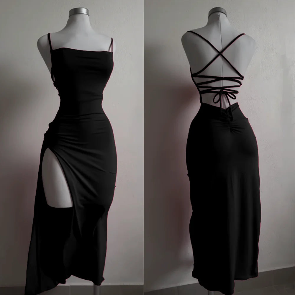 explosive new dress summer high sensibility halter strap Spice Girl bag hip dress