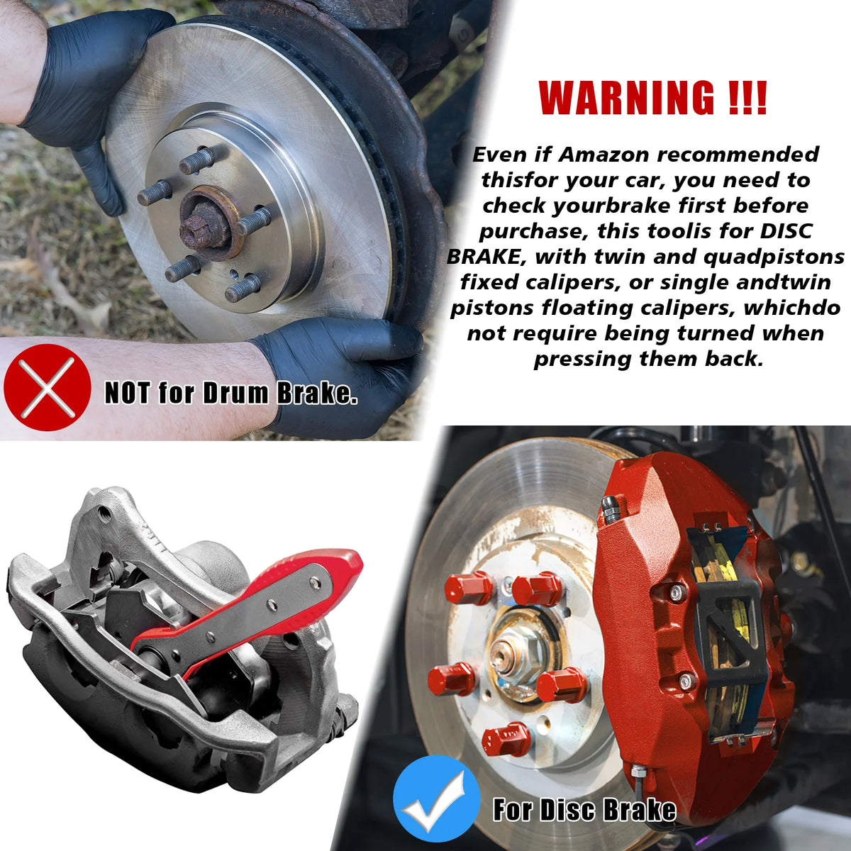 Car Ratchet Brake Piston Caliper Spreader Tool Stainless Steel Press Twin Quad Separator Pad Disc Repair Kits Brake Caliper Tool