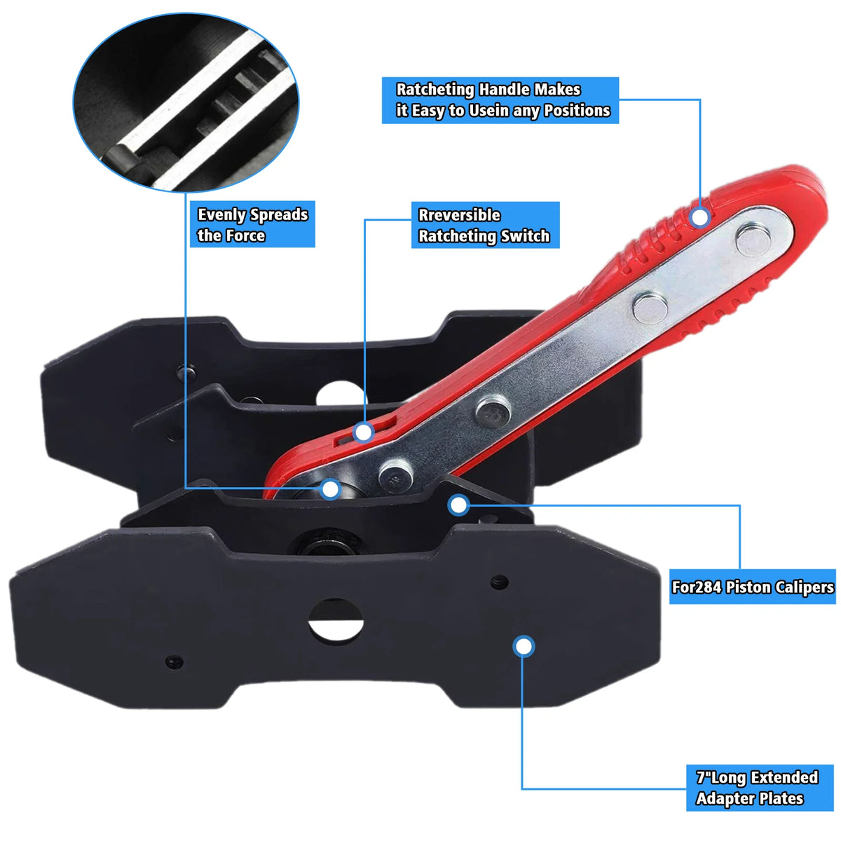 Car Ratchet Brake Piston Caliper Spreader Tool Stainless Steel Press Twin Quad Separator Pad Disc Repair Kits Brake Caliper Tool