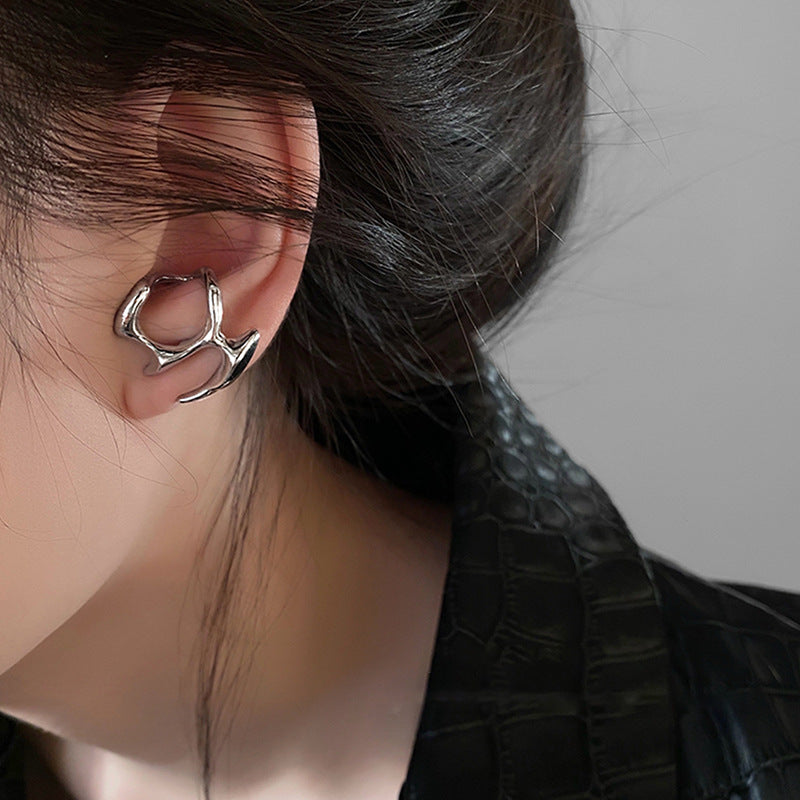 Earrings for Women Silver Color Hip-Hop Punk Fashion Geometric Earring Clip Girl