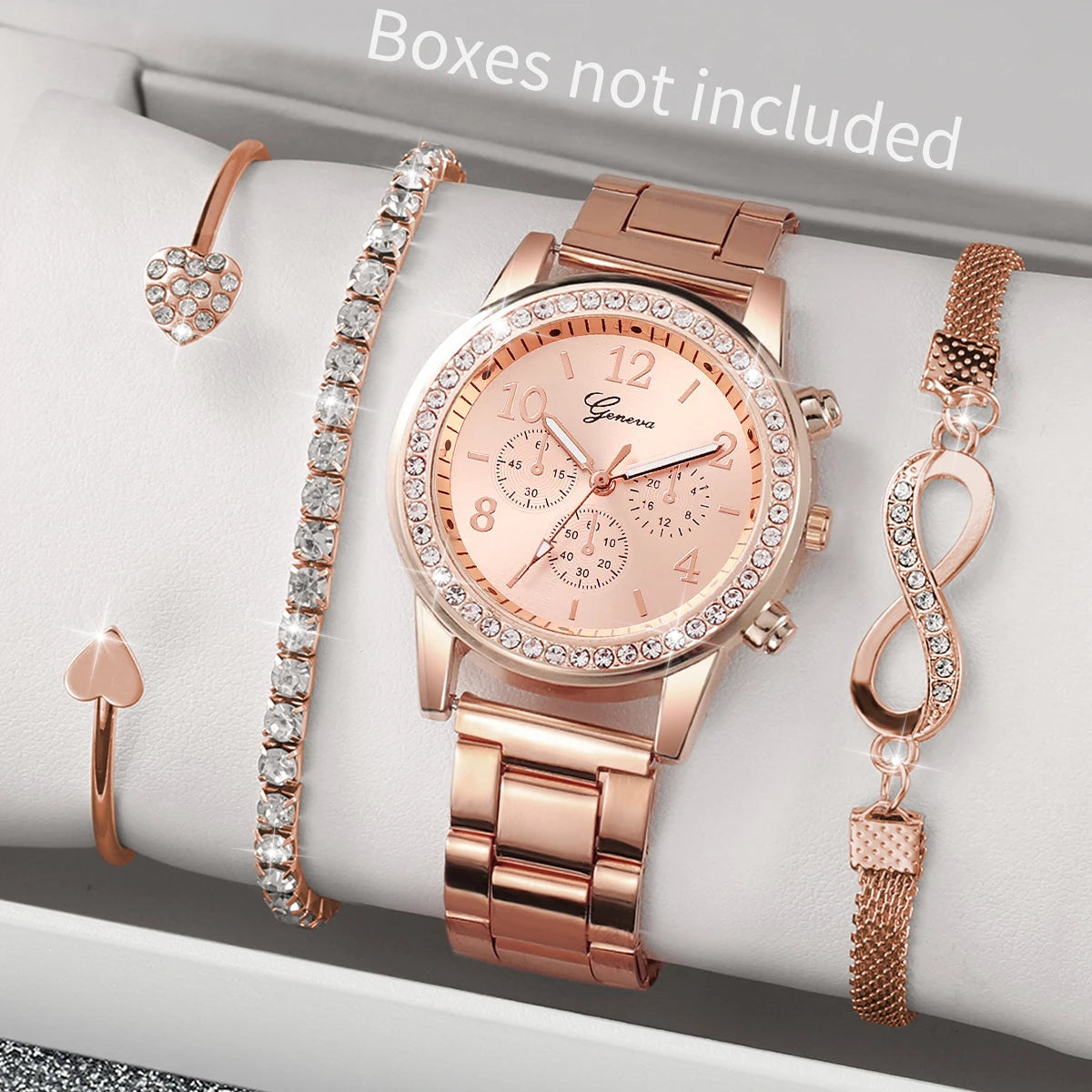 Rhinestone Women Watches Luxury Steel Band Ladies Quartz Watch Bracelets Set