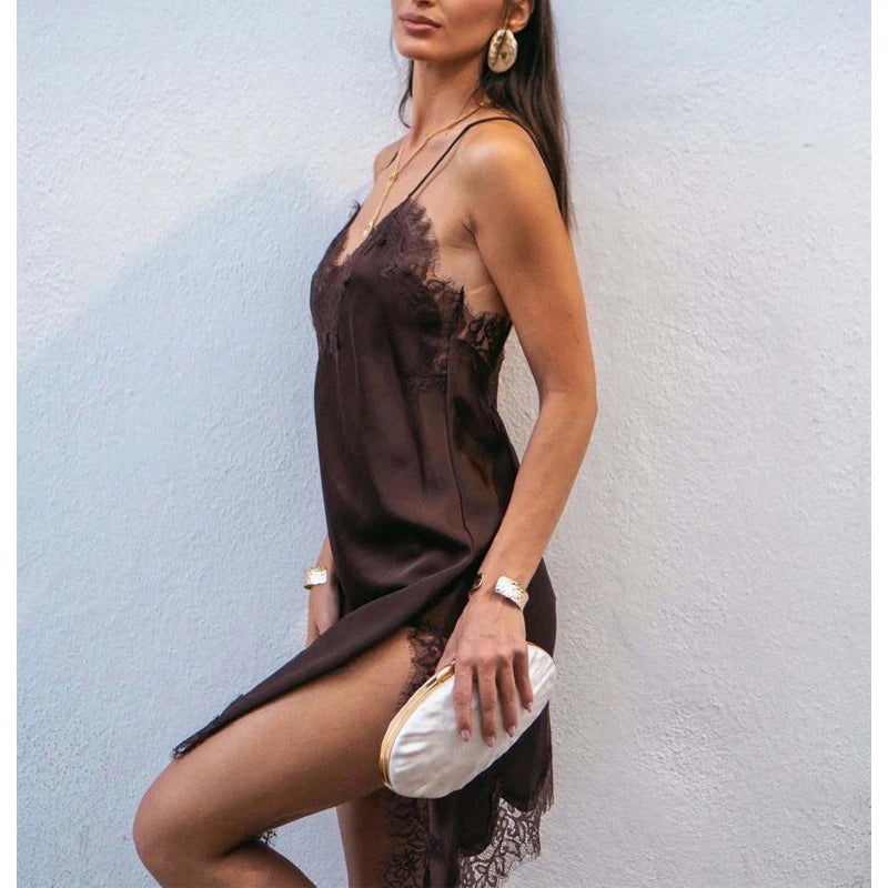 Mini Dress Women Satin Backless Summer Dress Woman Asymmetric Party Women's Dress Sexy Beach Dresses for Women