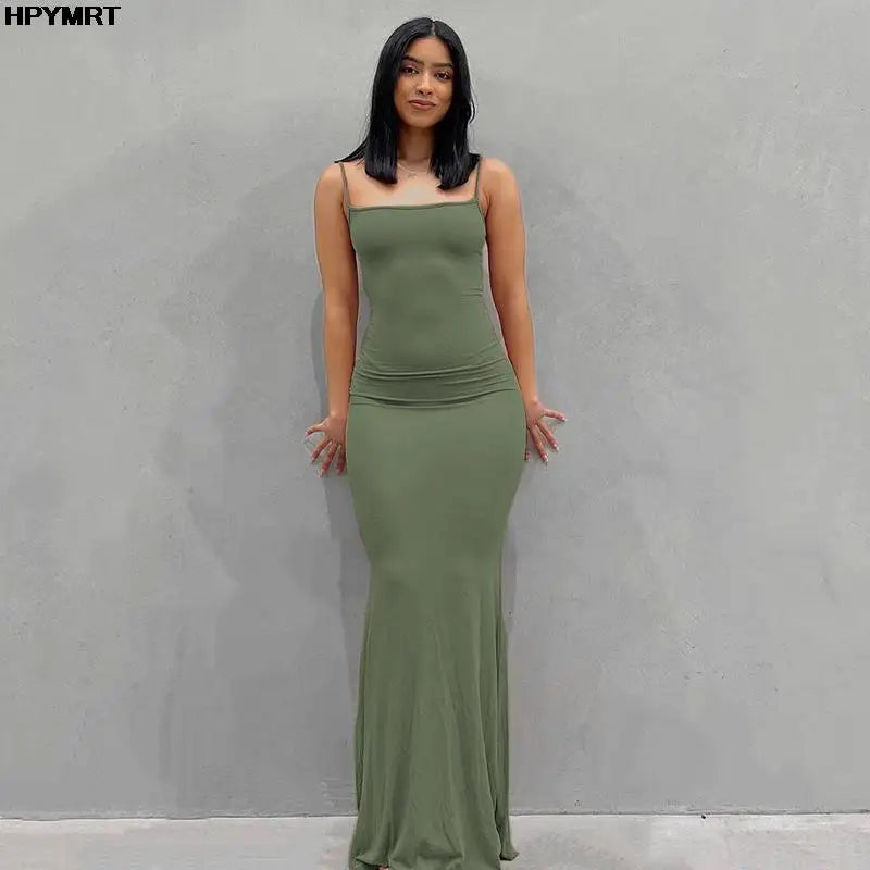 Satin Slip Sleeveless Backless Slim Sexy Maxi Dress