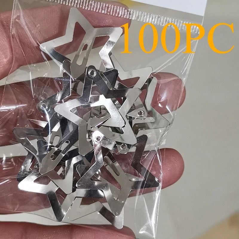 100pcs Y2K Silver Star Hair Clips High Quality Star Hair Clip Metal Clip Silver Pentagram Bb Clip Hair Accessory
