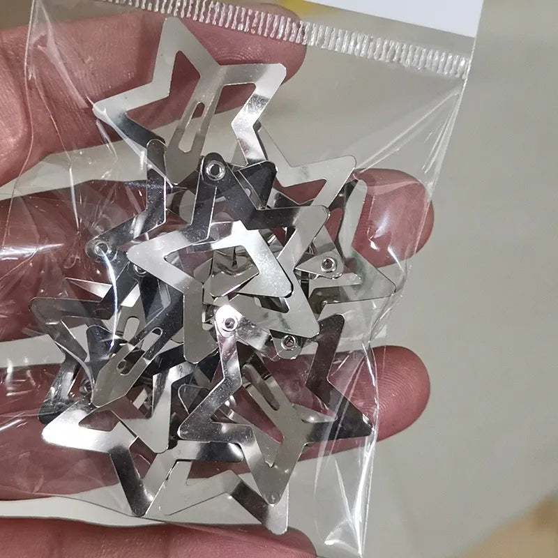 100pcs Y2K Silver Star Hair Clips High Quality Star Hair Clip Metal Clip Silver Pentagram Bb Clip Hair Accessory