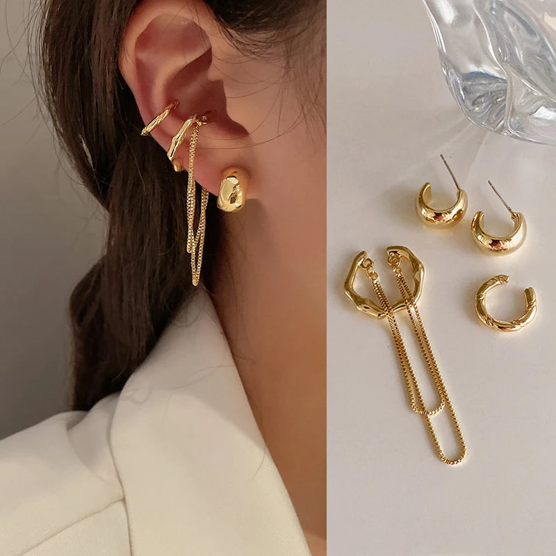 Luxury Star Butterfly Clip Earrings Female Crystal Tassel Ear Clip Earring Sparkling Zircon Ear Cuff Fashion Jewelry accessories