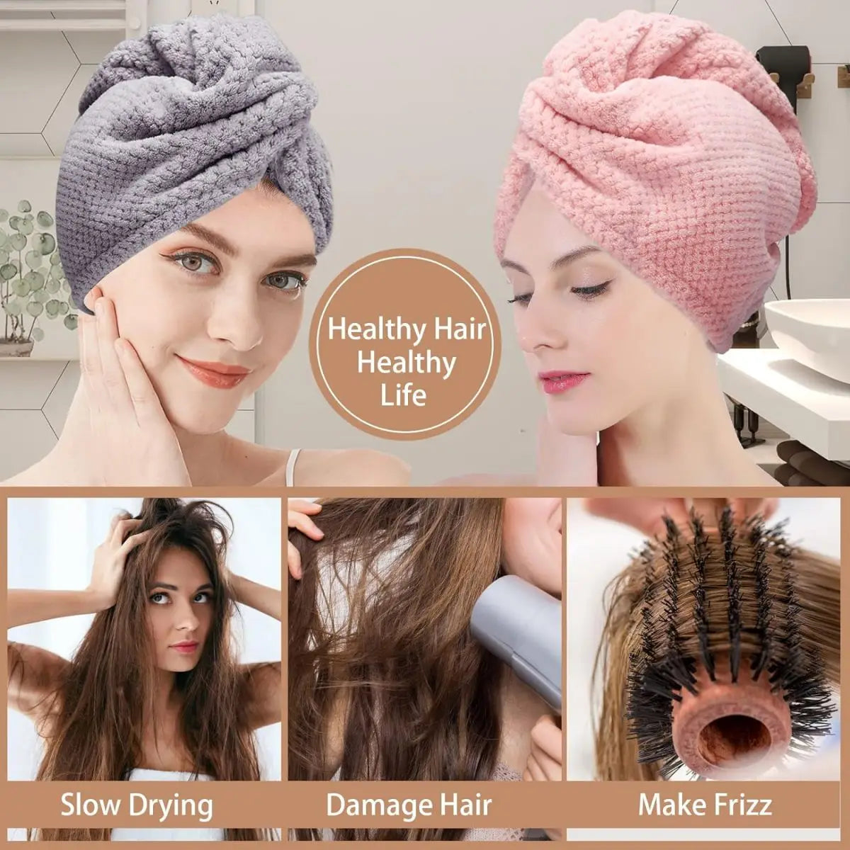 absorbent hair towel wrap for button-down women