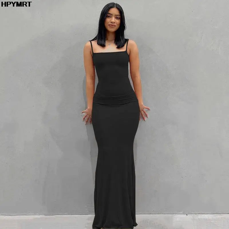 Satin Slip Sleeveless Backless Slim Sexy Maxi Dress
