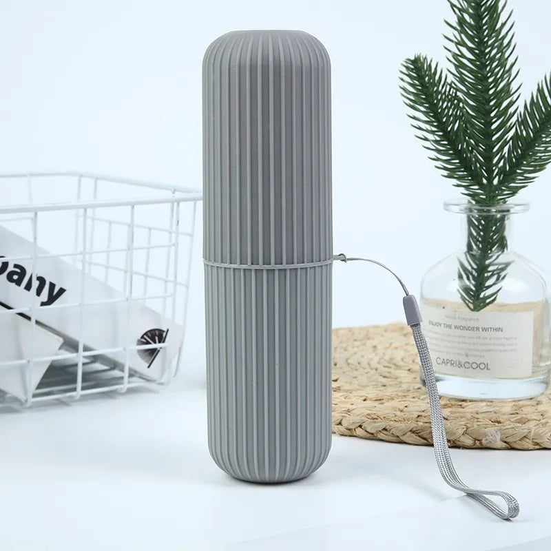 Travel Toothbrush Box Vertical Stripe Portable Mouthwash Cup Brushing Cup