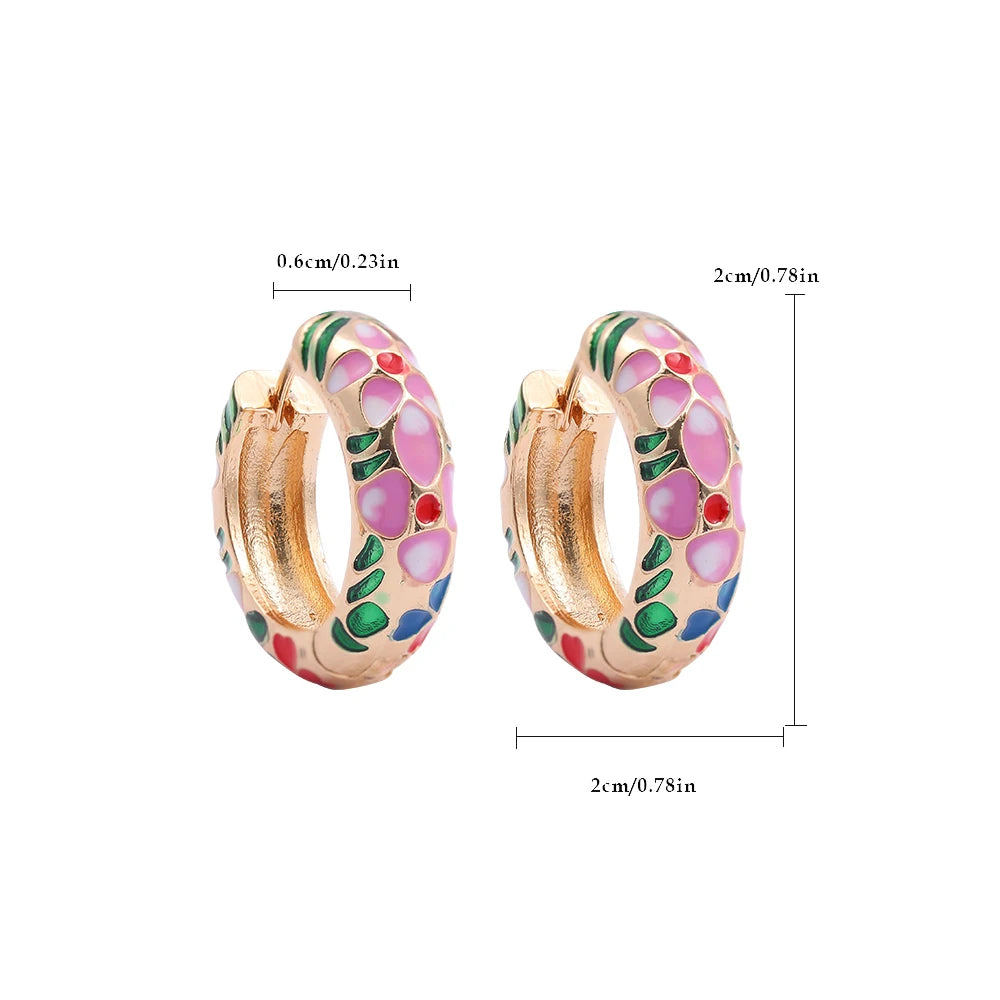 Flowers Cute Huggies Hoop Earrings for Women