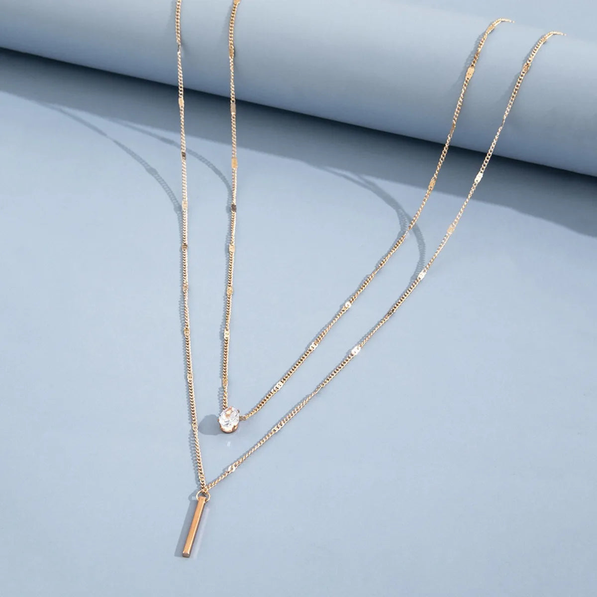 Multi-layer Five-pointed Star Heart Shape Water Drop Pendant Chain Necklace Alloy Material Glass Collarbone Chain Sexy Women New