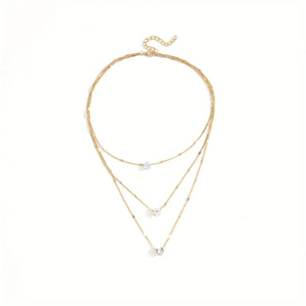 Multi-layer Five-pointed Star Heart Shape Water Drop Pendant Chain Necklace Alloy Material Glass Collarbone Chain Sexy Women New