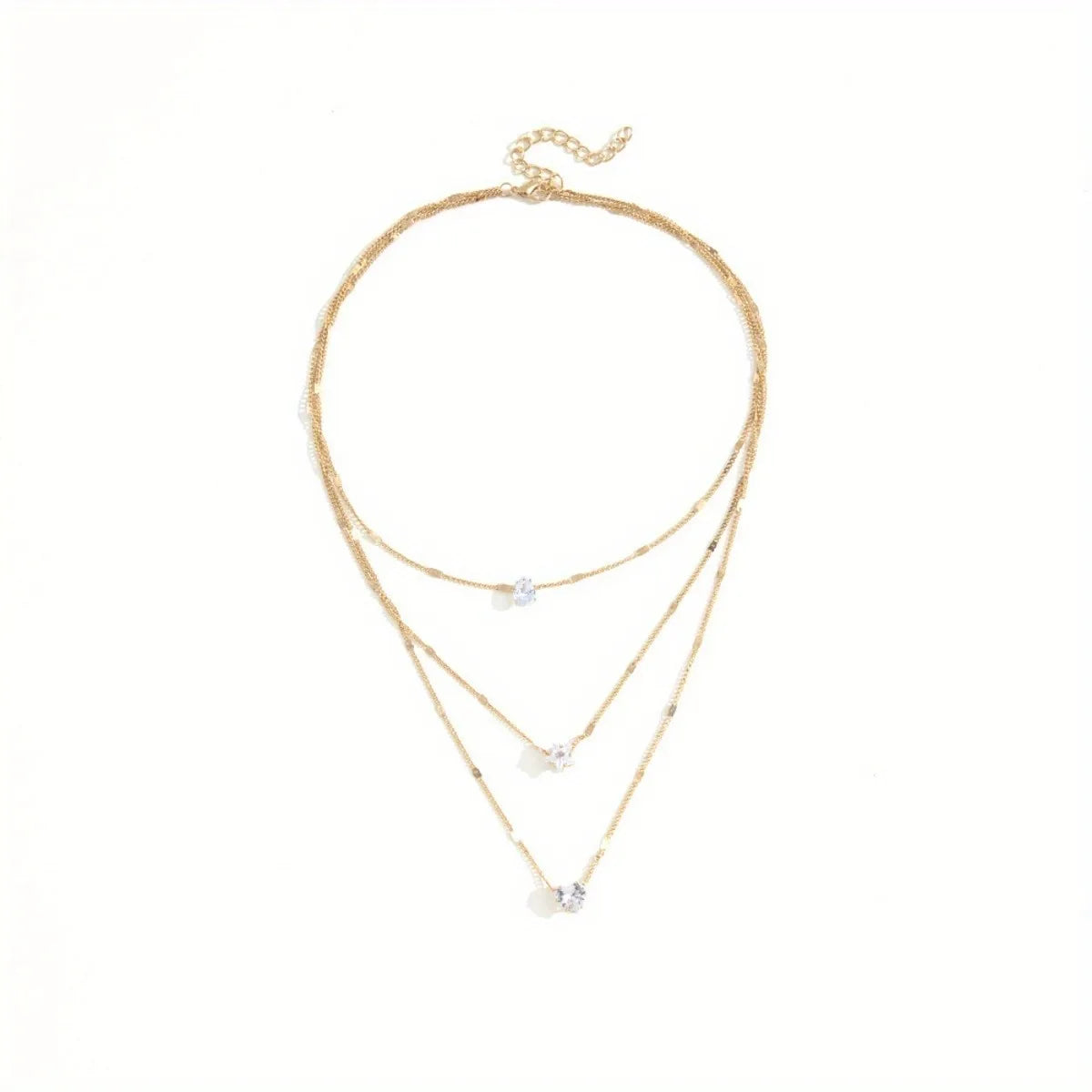 Multi-layer Five-pointed Star Heart Shape Water Drop Pendant Chain Necklace Alloy Material Glass Collarbone Chain Sexy Women New