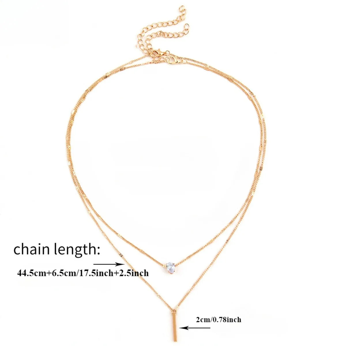 Multi-layer Five-pointed Star Heart Shape Water Drop Pendant Chain Necklace Alloy Material Glass Collarbone Chain Sexy Women New
