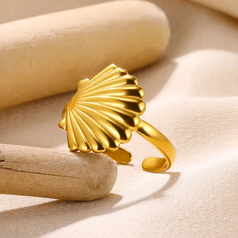 Stainless Steel Shell Rings for Women
