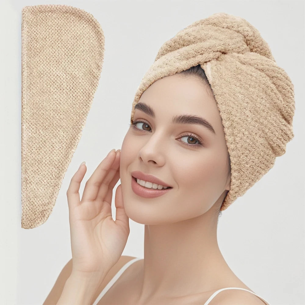 absorbent hair towel wrap for button-down women