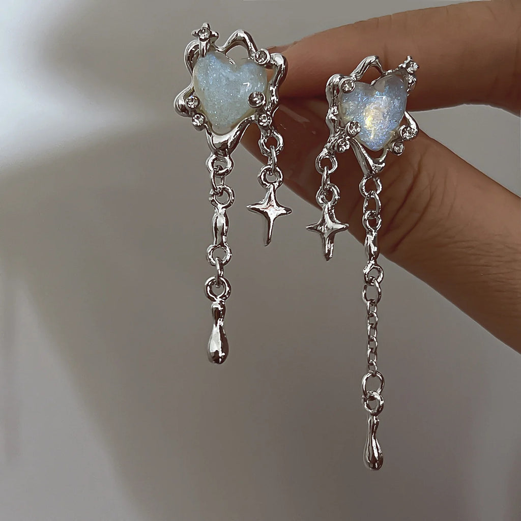 Earrings for Women Silver Color Hip-Hop Punk Fashion Geometric Earring Clip Girl