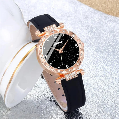 5Pcs Set Luxury Rhinestone Women Fashion Elegant Wristwatch Quartz Watch