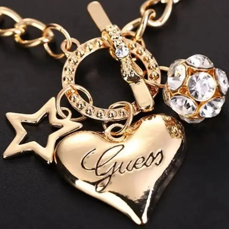 Big Heart Charm Hallow out Star Fire Ball Bracelet For Women