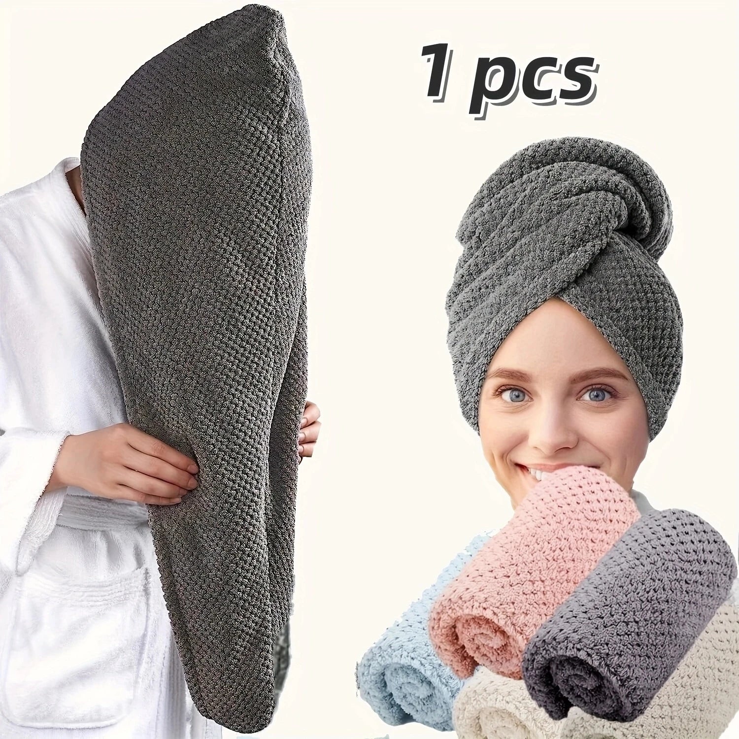 absorbent hair towel wrap for button-down women