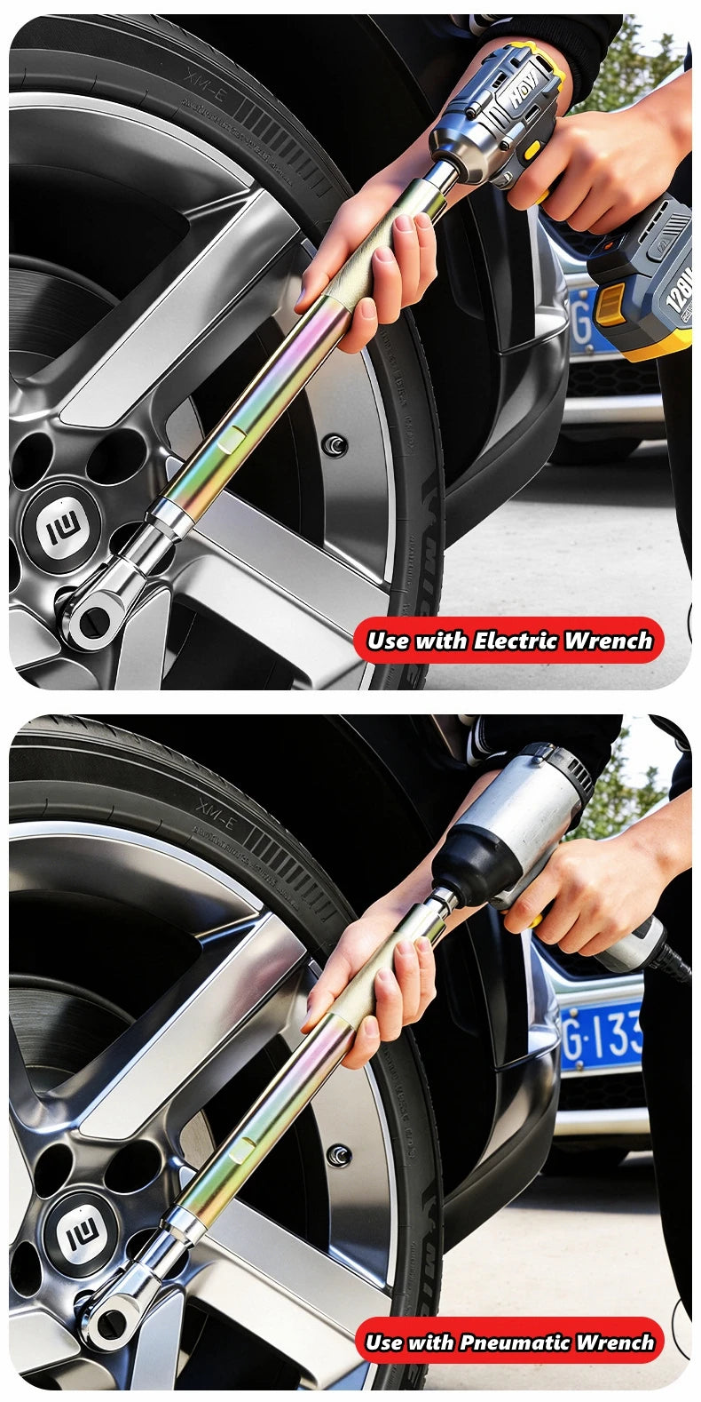 Offset Impact Ratchet Extended Wrench 1/2 Inch Electric Extension Rod Motorcycle Repair Tool Accessories for Small Spaces