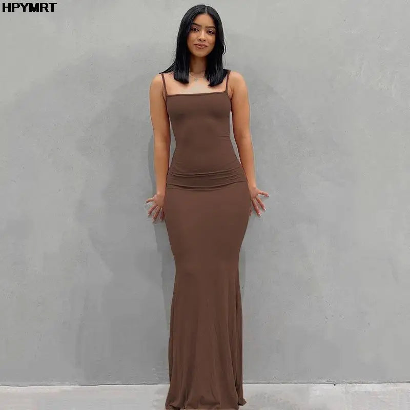 Satin Slip Sleeveless Backless Slim Sexy Maxi Dress