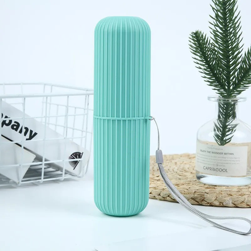 Travel Toothbrush Box Vertical Stripe Portable Mouthwash Cup Brushing Cup