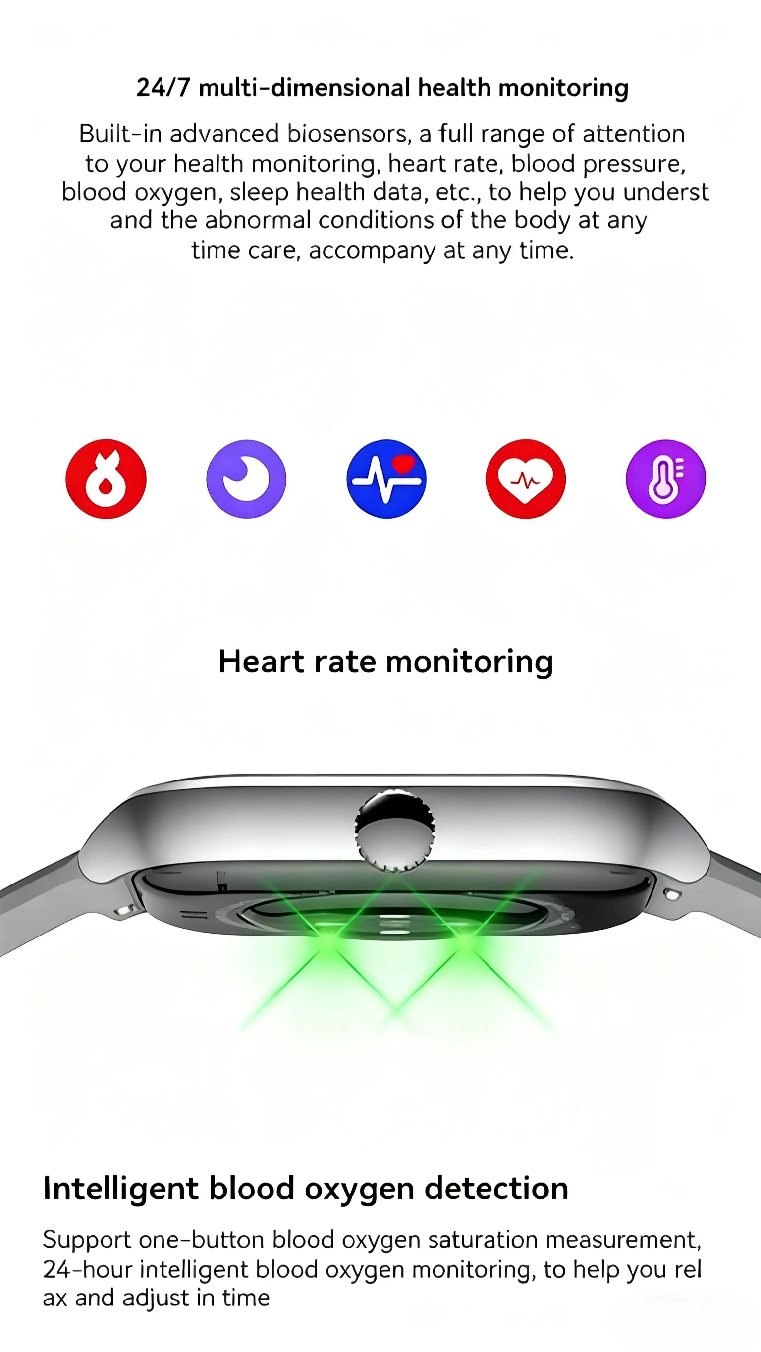 Intelligent Watch Bluetooth Call Remote Photography Sleep Monitoring Multiple Sports Modes Heart Rate Blood