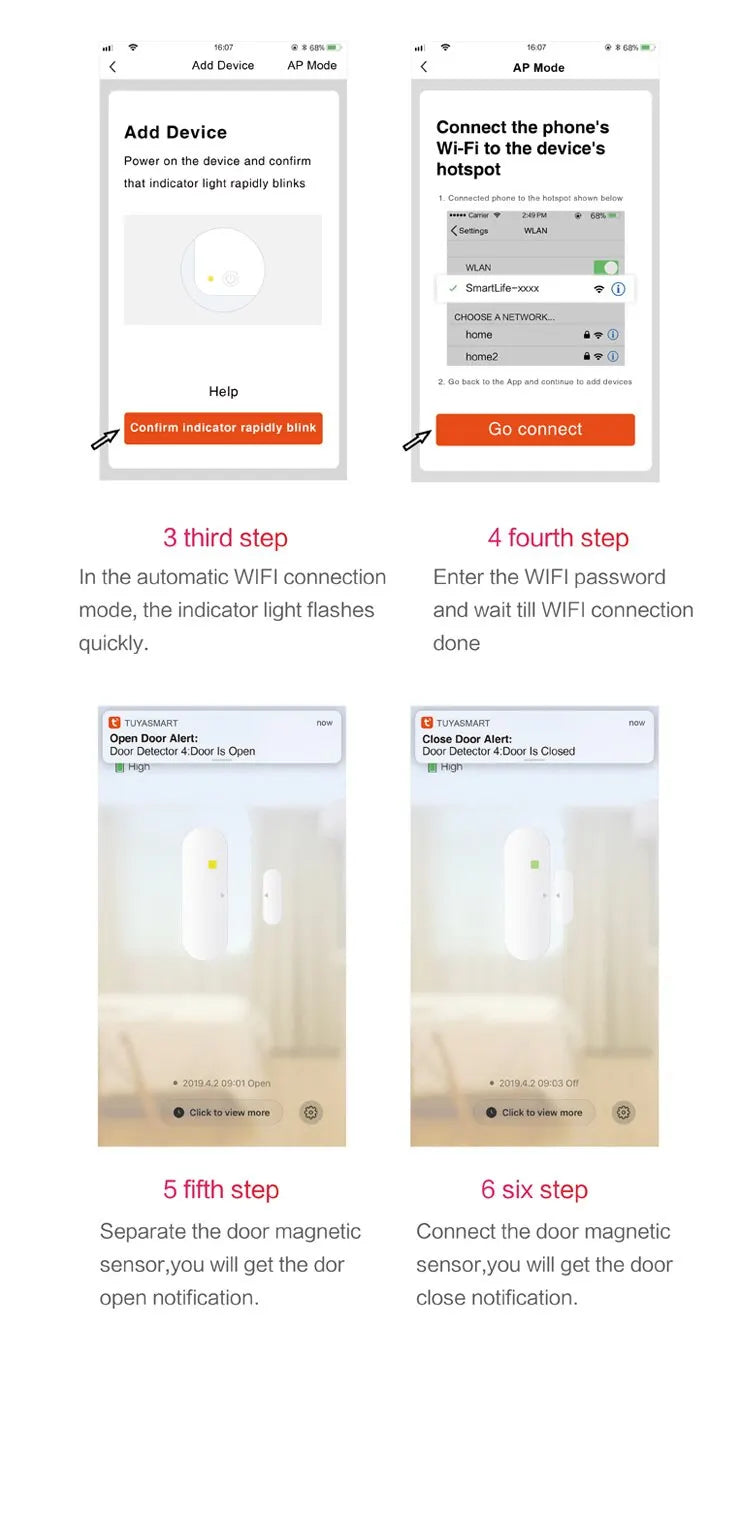Smart WiFi Door Alarm  Compatible with Alexa Google Home