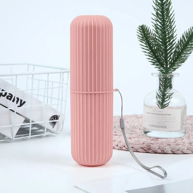 Travel Toothbrush Box Vertical Stripe Portable Mouthwash Cup Brushing Cup