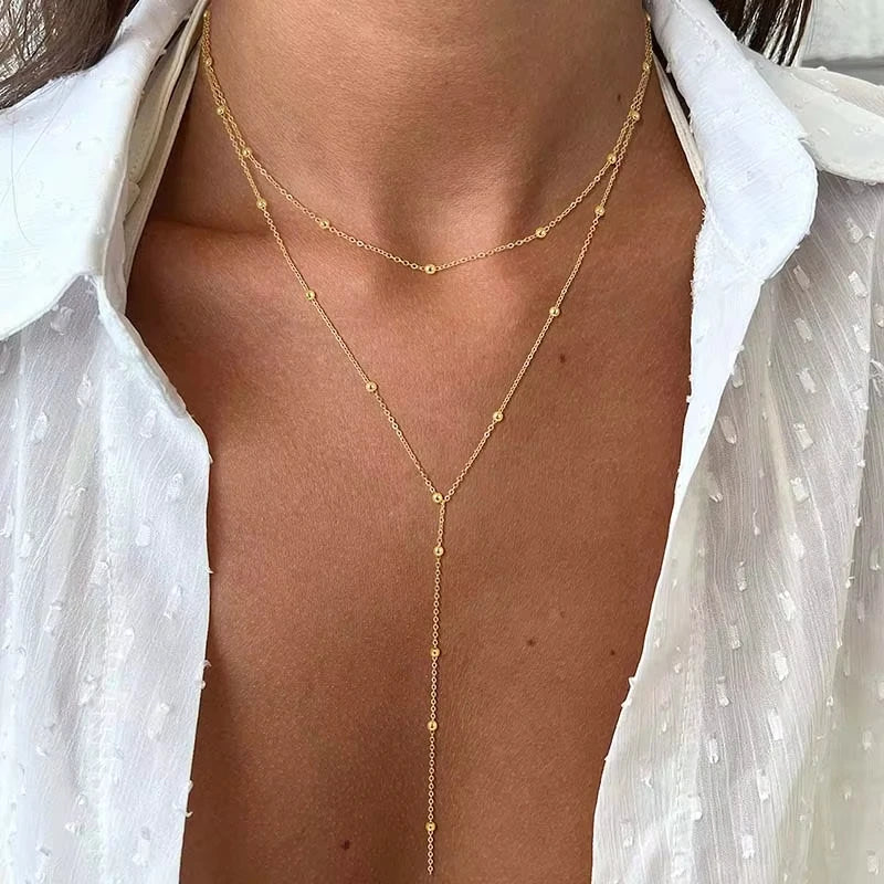 Gold Plated Lariat Necklace for Women,