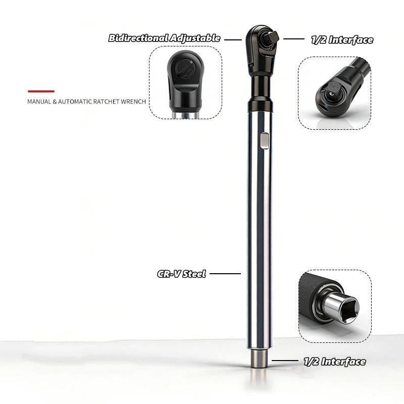 Offset Impact Ratchet Extended Wrench 1/2 Inch Electric Extension Rod Motorcycle Repair Tool Accessories for Small Spaces