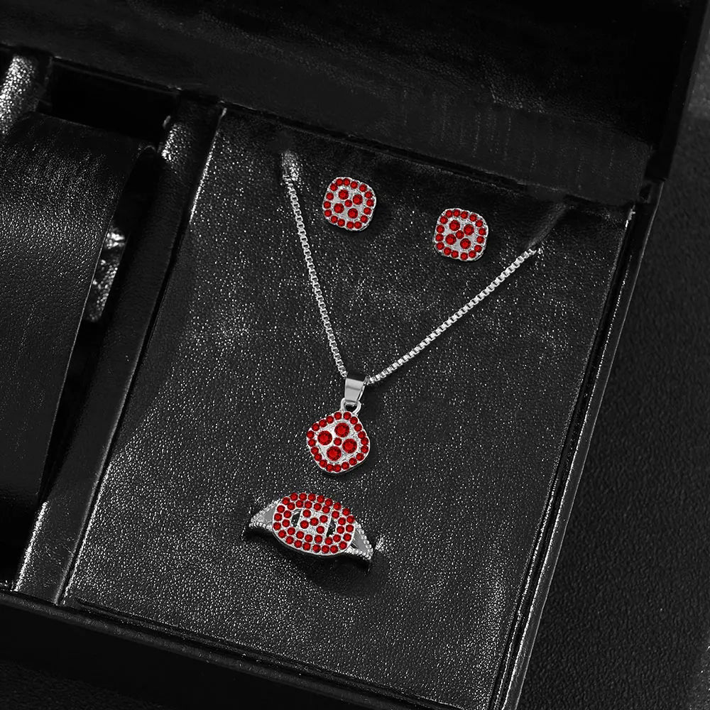 Luxury Cube Jewelry Set, Women's Elegant Necklace, Earrings & Ring Set