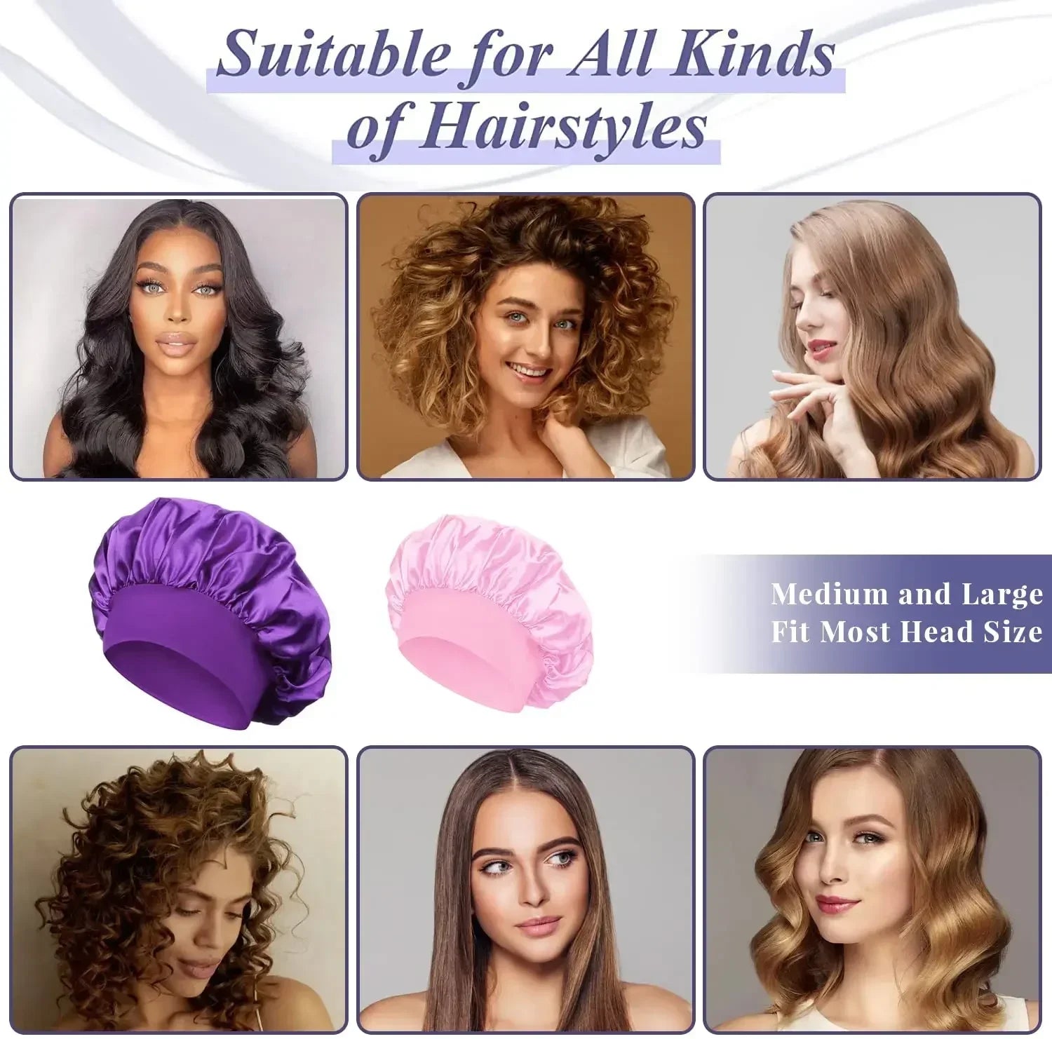 Soft Silk Satin Lined Bonnet Large Satin Hair